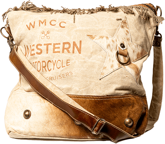 Western Motorcycle Canvas Crossbody/Tote