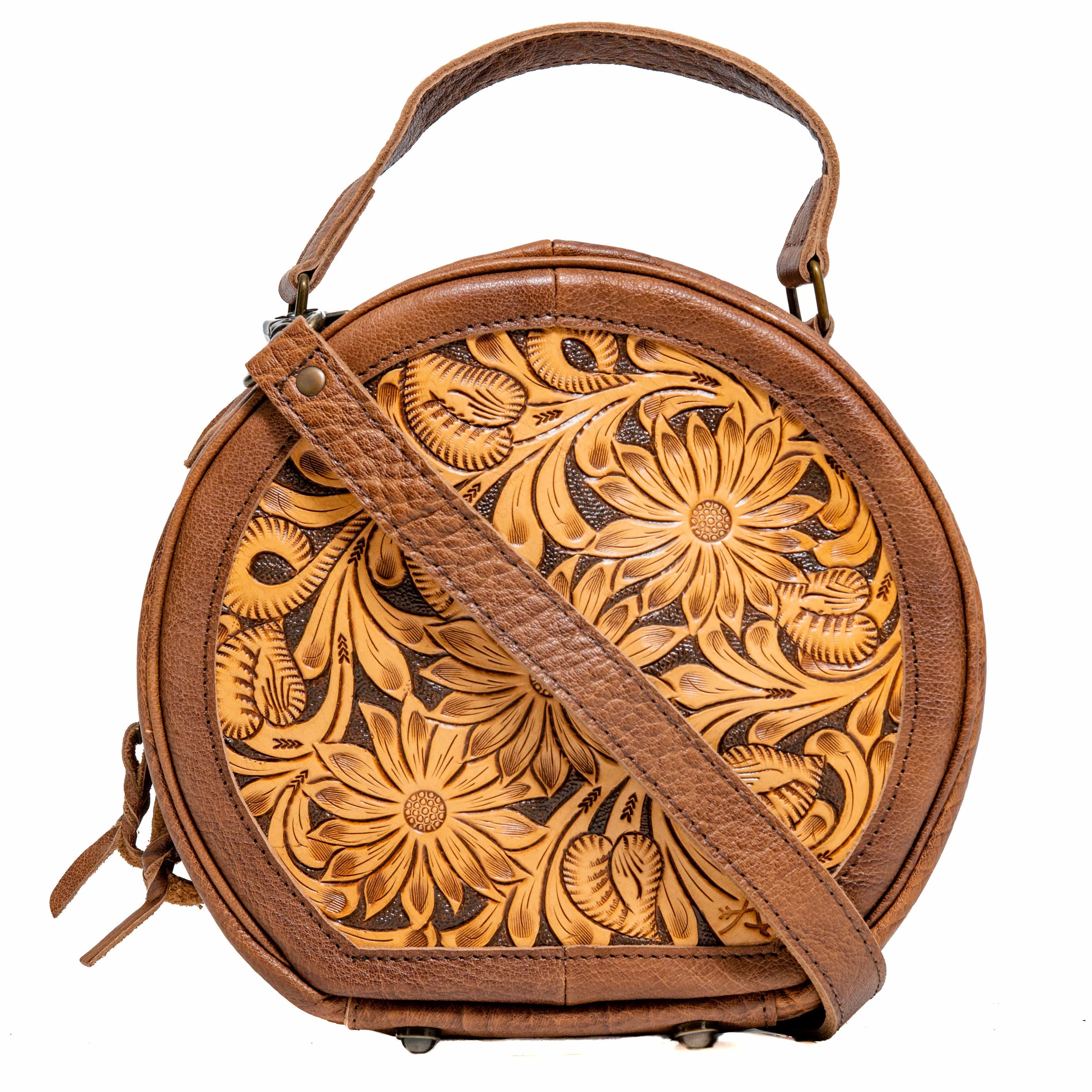 Leather canteen crossbody bag Clearance
