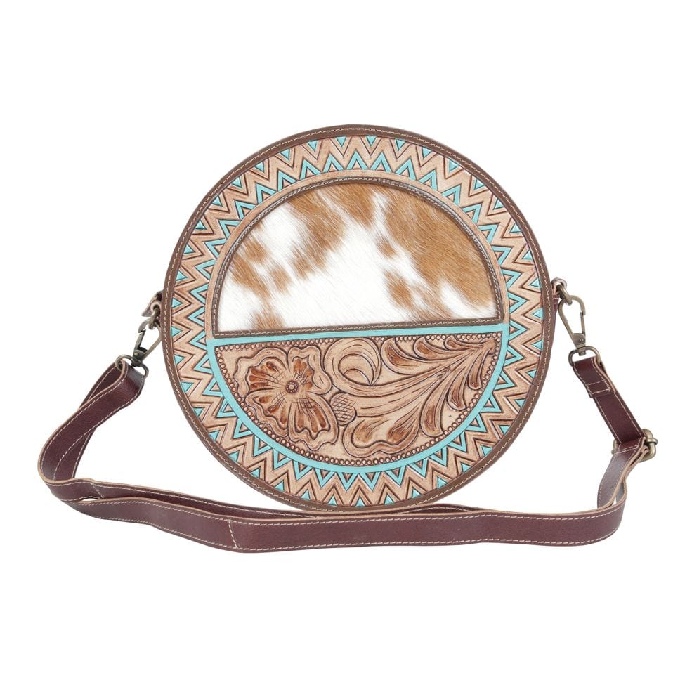 Myra Genuine Tooled store Leather Canteen Styled Cowhide Crossbody Purse