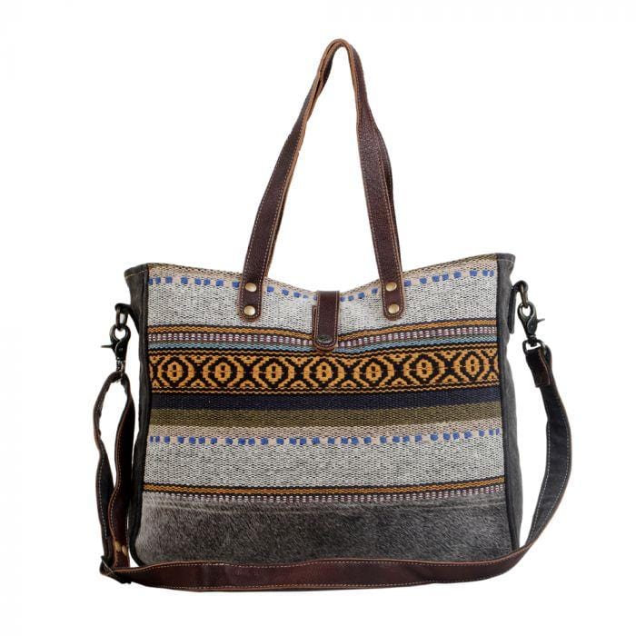 Myra Saddle Blanket Tote Purse with Canvas, Crossbody, Large