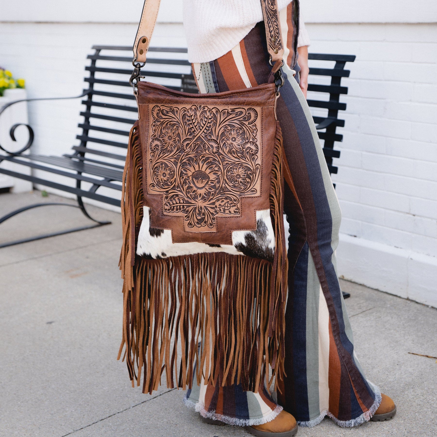 Maggie Leather Fringe Concealed Carry Crossbody Purse – Hiding