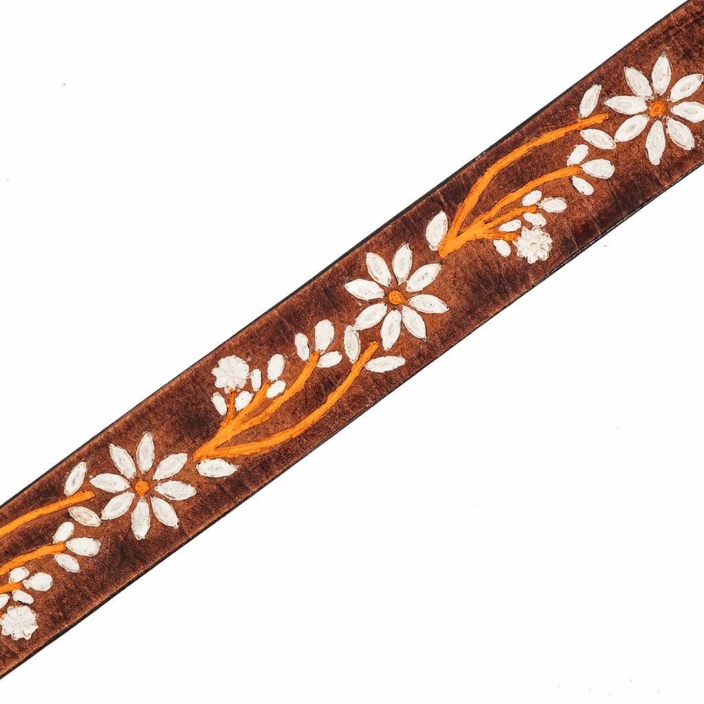 Brown Flower Tooled Purse Strap (Short)