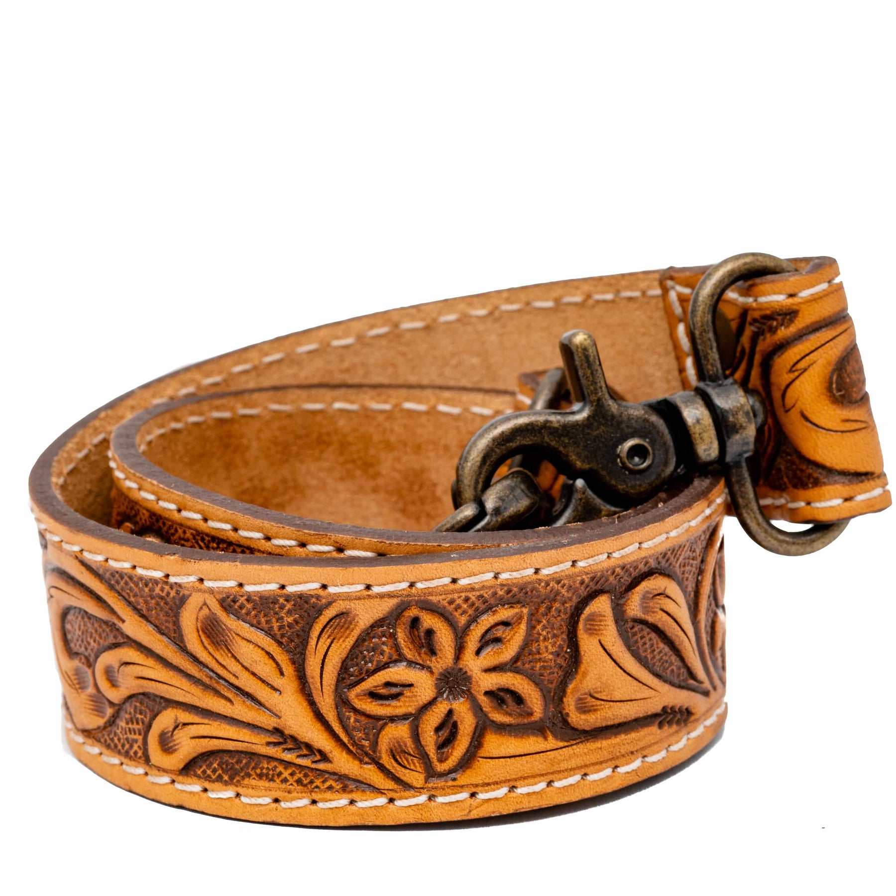 American Darling  Tooled Leather Purse Strap, Tan