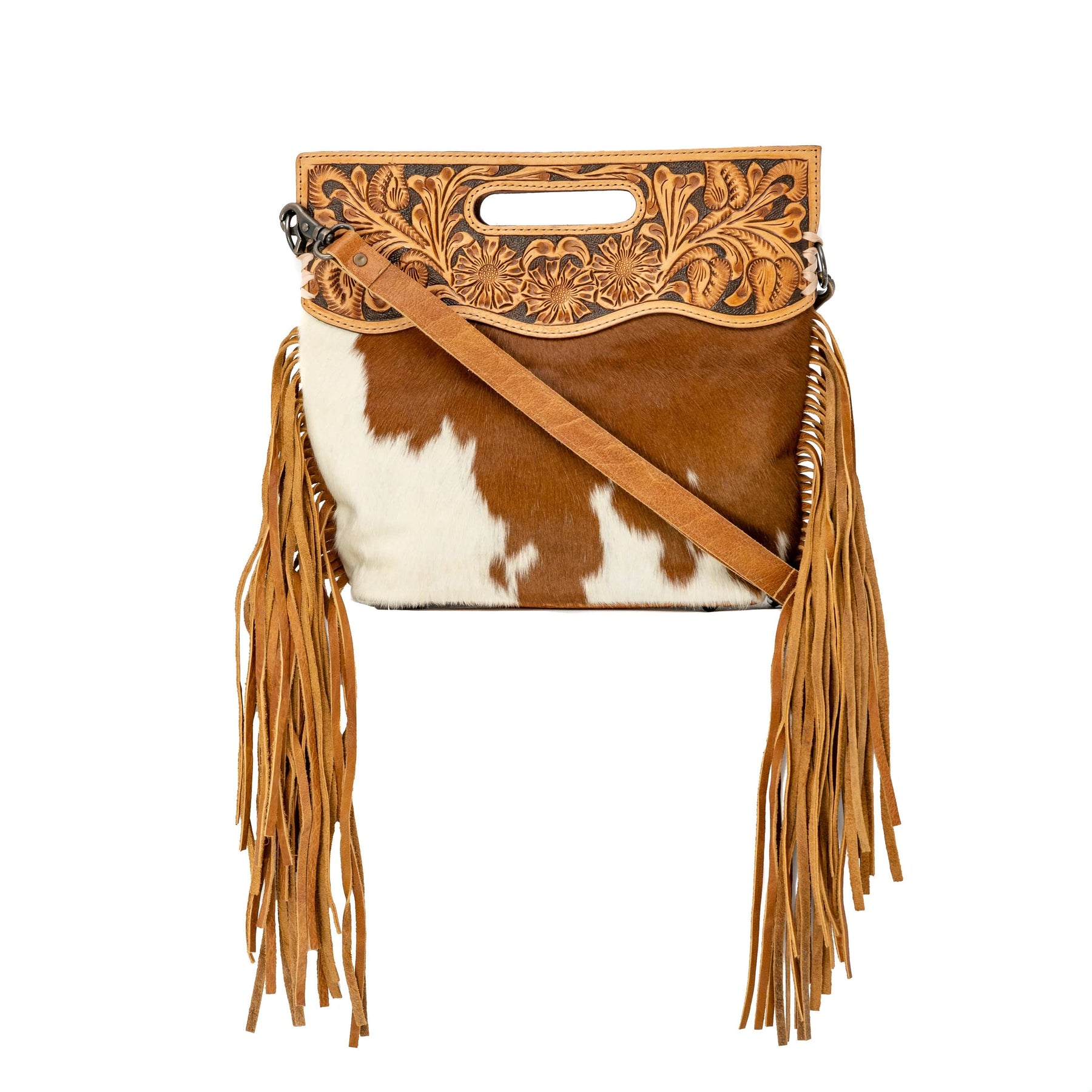 American Darling Concealed Carry Brown and White Cowhide Crossbody