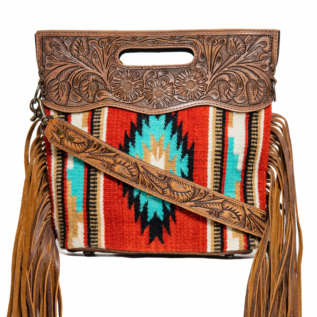 NWT American Darling Saddle blanket & tooled leather deals Crossbody w/ Fringe.