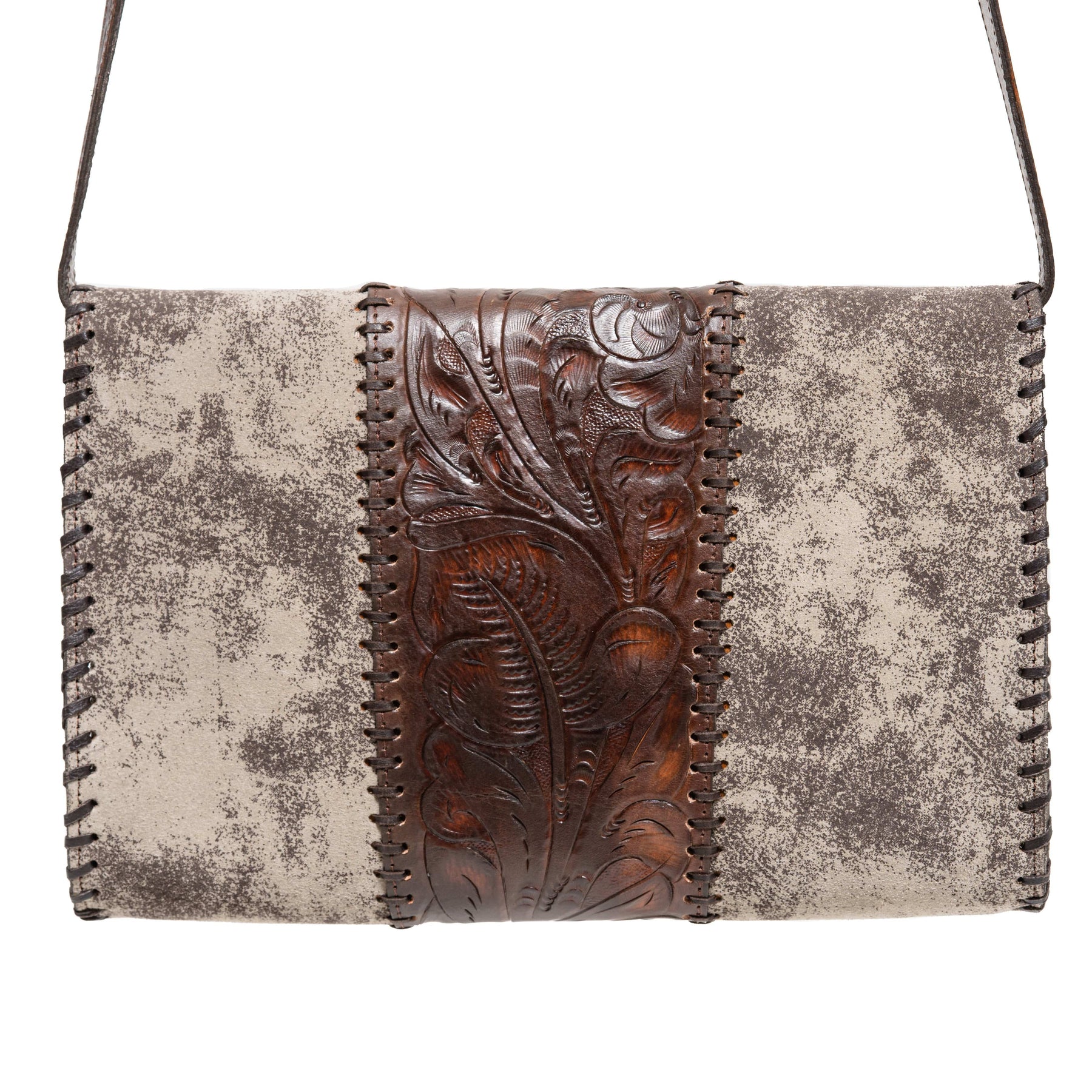 Juan Antonio Tooled Leather Crossbody Bag