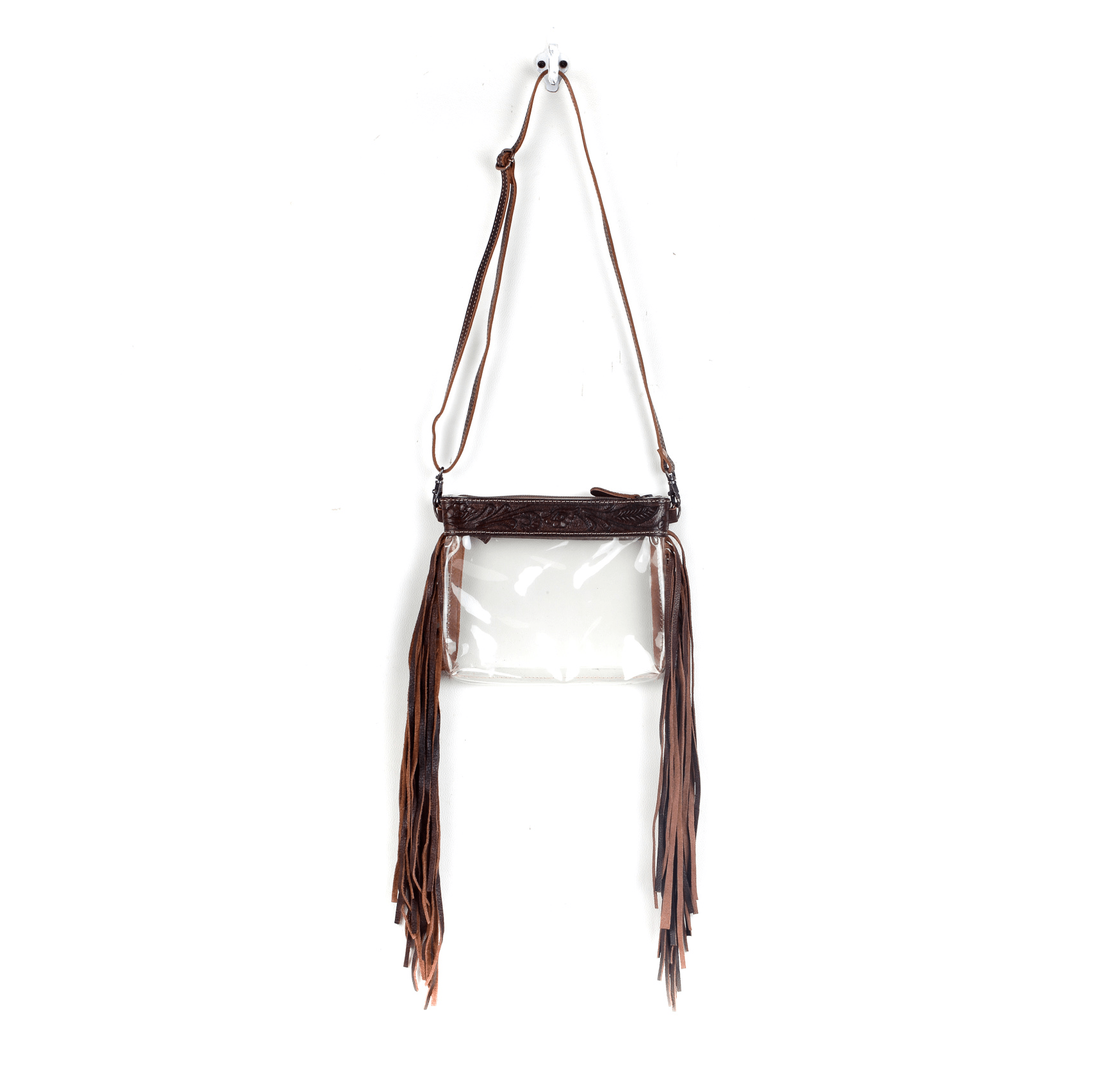NORFOLK CLEAR CROSSBODY PURSE - LEATHER PATCH