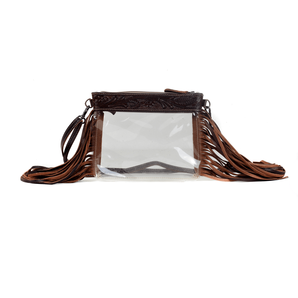 Myra | Clear Leather Crossbody Bag w/ Fringe, Small